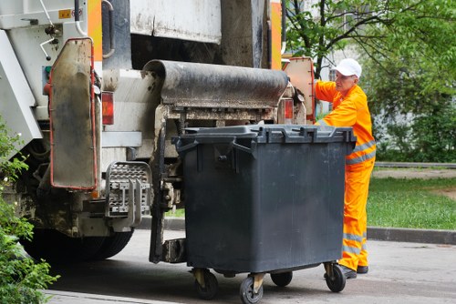 Inspected clearance vehicle loaded and secured with waste containment